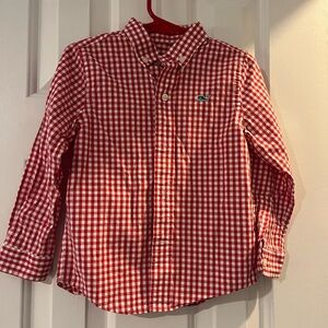 Vineyard vines boys red and white checkered long sleeve button-down dress shirt